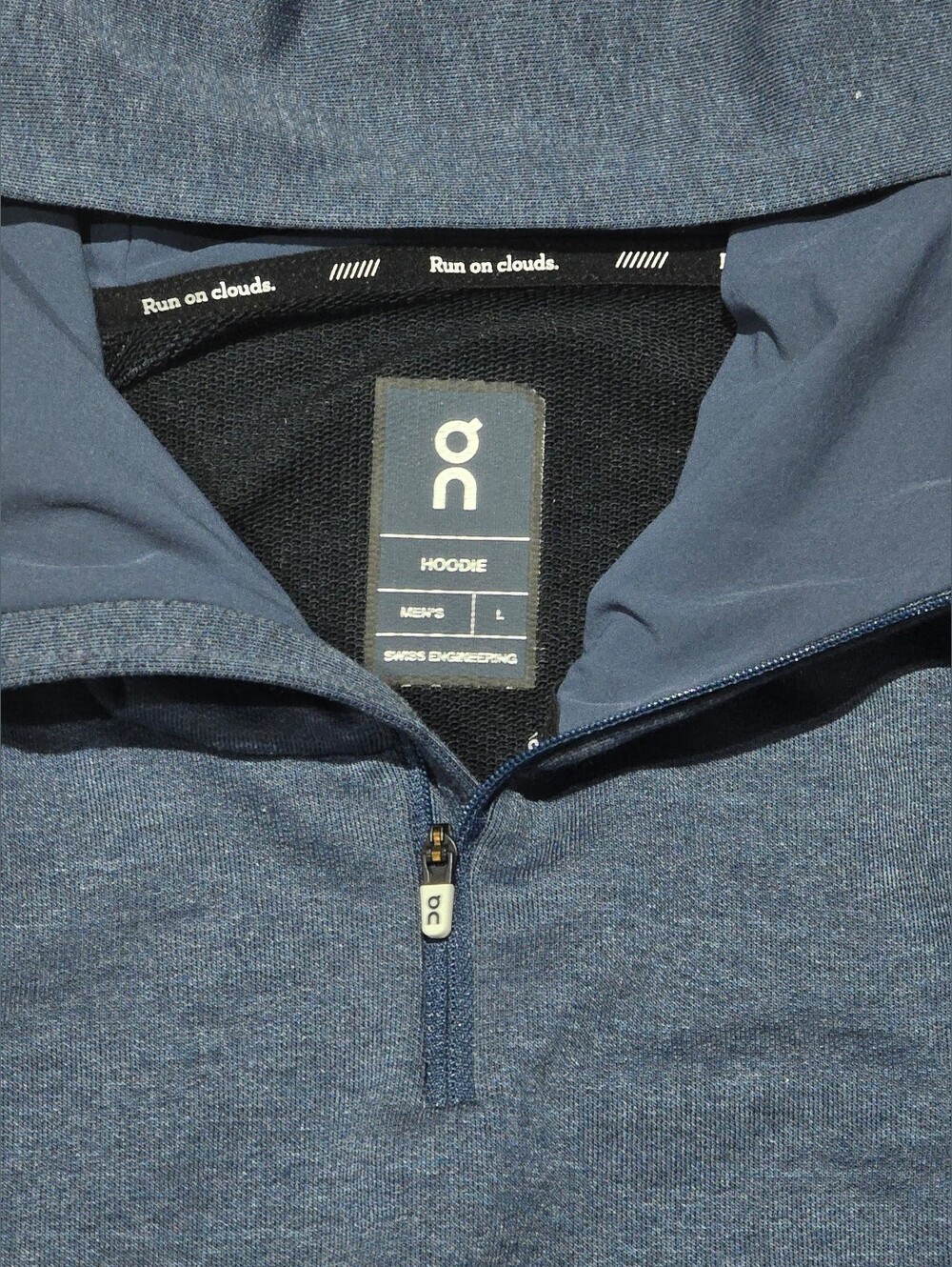 On Running Men's Hooded Half-Zip Sweatshirt Navy Blue Mens Large - Picture 9 of 11